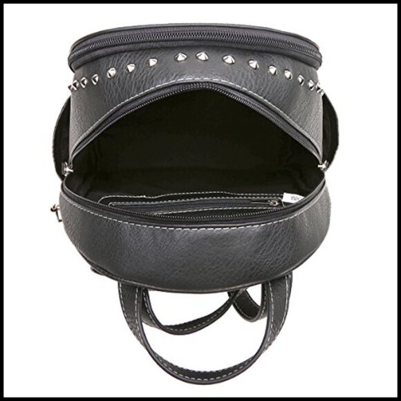 Punk Style Vegan Leather Backpack Wallet Set Adjustable Straps Daypack